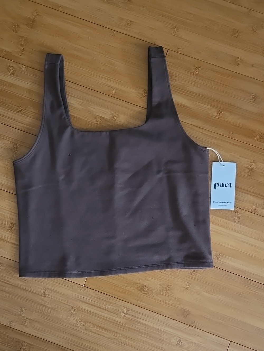 NWT Pact Square Neck Crop Tank Top - L
